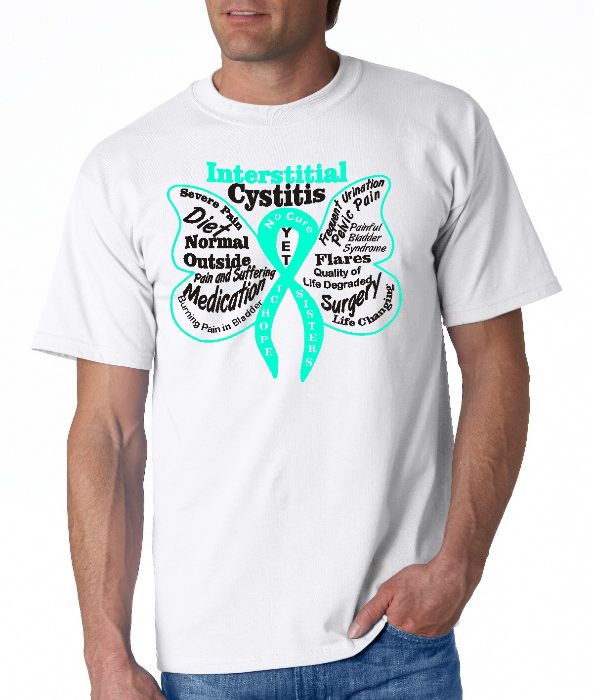 Interstitial Cystitis Awareness - short sleeve shirt no glitterflake